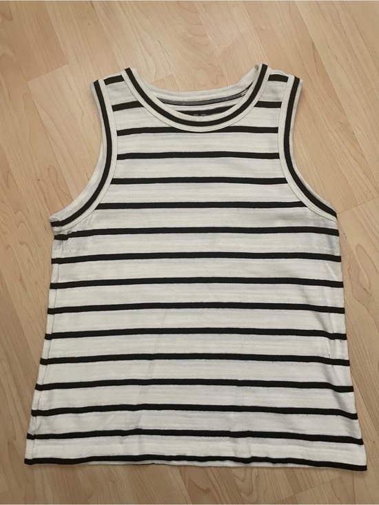 LOFT Tops - LOFT White and Black Striped 100% Cotton Knit Tank Top